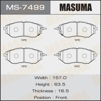 MASUMA MS-7499 - Колодка тормозная передняя Subaru Forester 12-. Impreza 08-14. Legacy 09-14 MS7499 MASUMA autocars.com.ua
