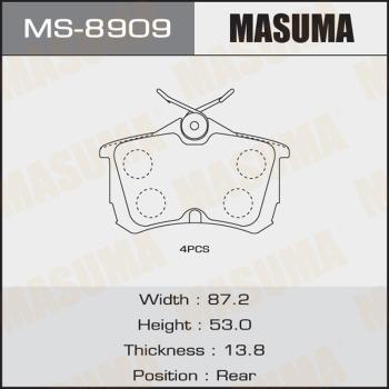 MASUMA MS-8909 - Комплект гальм, барабанний механізм autocars.com.ua