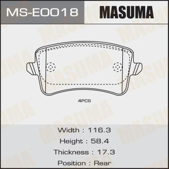 MASUMA MS-E0018 - Комплект гальм, барабанний механізм autocars.com.ua