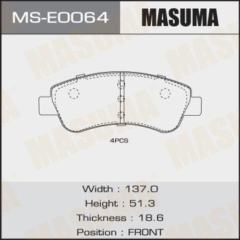 MASUMA MS-E0064 - Комплект гальм, барабанний механізм autocars.com.ua