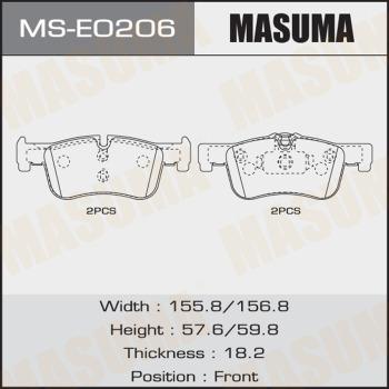 MASUMA MS-E0206 - Комплект гальм, барабанний механізм autocars.com.ua
