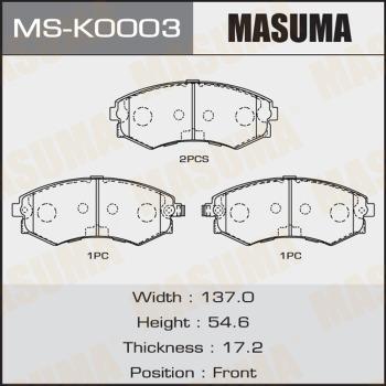 MASUMA MS-K0003 - Комплект гальм, барабанний механізм autocars.com.ua