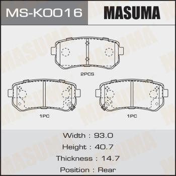 MASUMA MS-K0016 - Колодка тормозная задняя MSK0016 MASUMA autocars.com.ua