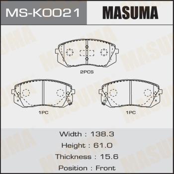 MASUMA MS-K0021 - Колодка тормозная передняя MSK0021 MASUMA autocars.com.ua