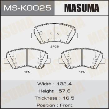 MASUMA MS-K0025 - Колодки тормозные передн HYUNDAI i20 14-21. KIA CEED 12-20 MSK0025 MASUMA autocars.com.ua
