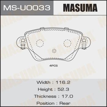 MASUMA MS-U0033 - Комплект гальм, барабанний механізм autocars.com.ua