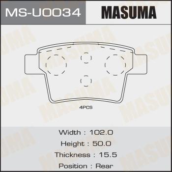 MASUMA MS-U0034 - Комплект гальм, барабанний механізм autocars.com.ua