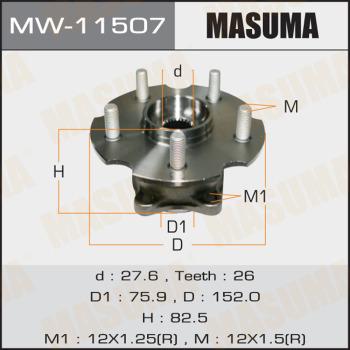 MASUMA MW11507 - Ступица колеса заднего в сборе с подшипником Lexus NX200 14-- Toyota RAV4 05- 4WD MW11507 Masuma autocars.com.ua