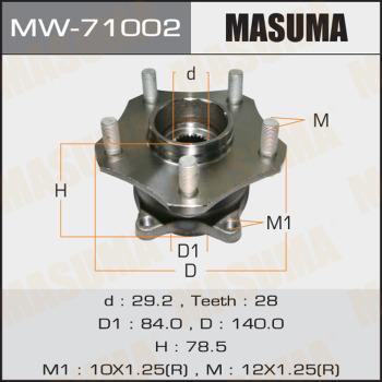 MASUMA MW-71002 - Ступица колеса переднего в сборе с подшипником Suzuki Grand Vitara 05- MW71002 MASUMA autocars.com.ua