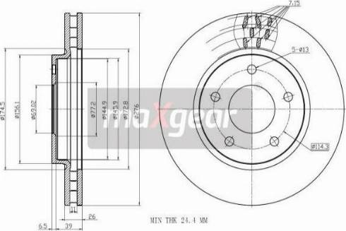 Maxgear 19-1289MAX - Гальмівний диск autocars.com.ua