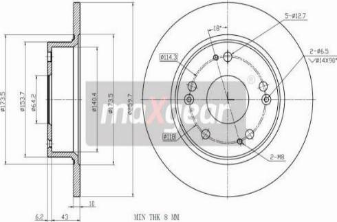 Maxgear 19-1843MAX - Гальмівний диск autocars.com.ua