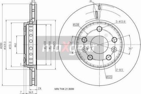 Maxgear 19-2002MAX - Тормозной диск avtokuzovplus.com.ua