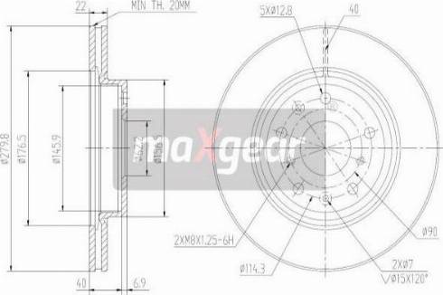 Maxgear 19-2003MAX - Тормозной диск avtokuzovplus.com.ua