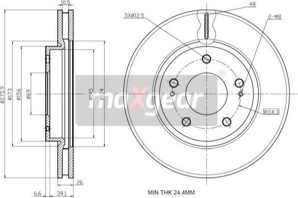 Maxgear 19-2388 - Гальмівний диск autocars.com.ua