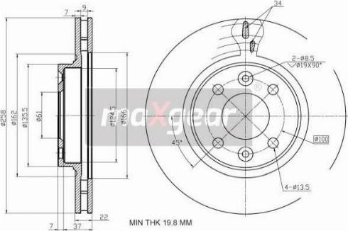 Maxgear 19-2729MAX - Тормозной диск avtokuzovplus.com.ua