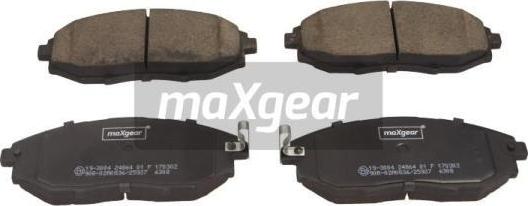 Maxgear 19-3004 - Гальмівні колодки, дискові гальма autocars.com.ua