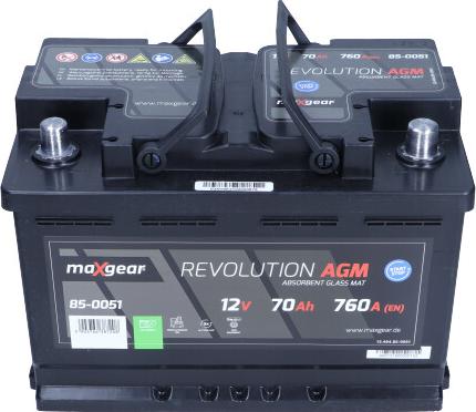 Maxgear 85-0051 - Стартерная аккумуляторная батарея, АКБ autodnr.net