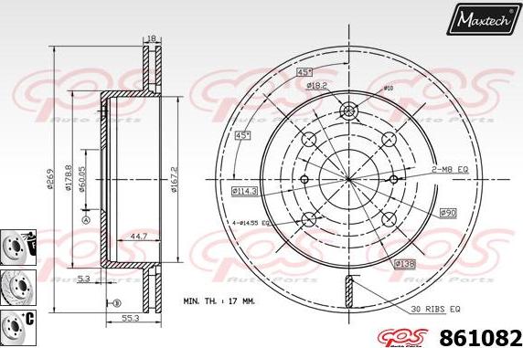 Maxtech 865518 - Гальмівний диск autocars.com.ua