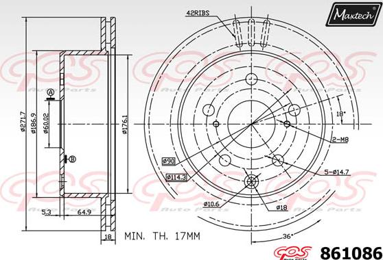 Maxtech 5227022 - Поворотний кулак, підвіска колеса autocars.com.ua