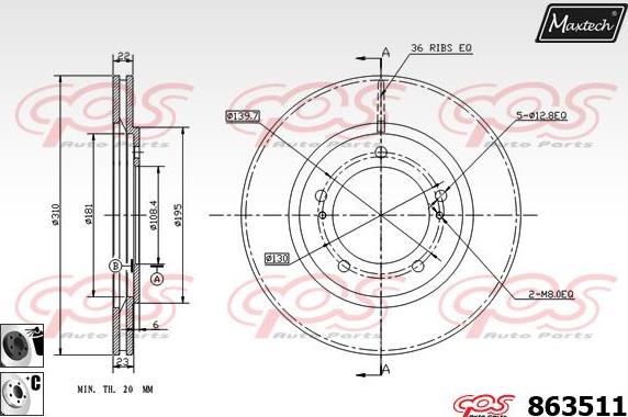 Maxtech 5271030 - Поворотний кулак, підвіска колеса autocars.com.ua