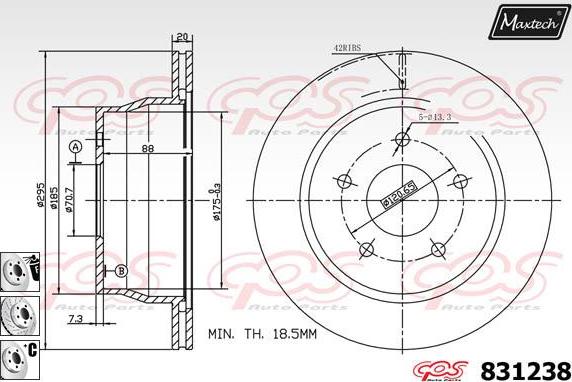 Maxtech 881215 - Гальмівний диск autocars.com.ua