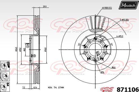 Maxtech 72954075 - Поршень, корпус скоби гальма autocars.com.ua