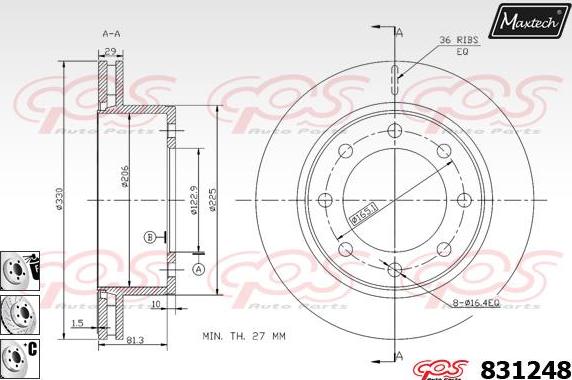 Maxtech 827022 - Гальмівний диск autocars.com.ua