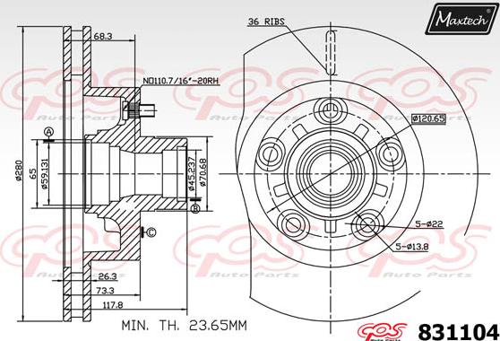 Maxtech 5273020 - Поворотний кулак, підвіска колеса autocars.com.ua