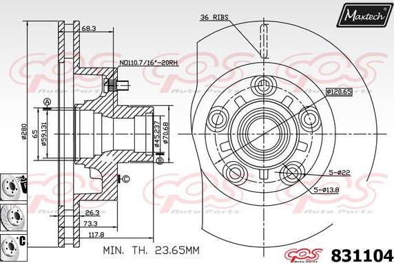 Maxtech 855094 - Гальмівний диск autocars.com.ua