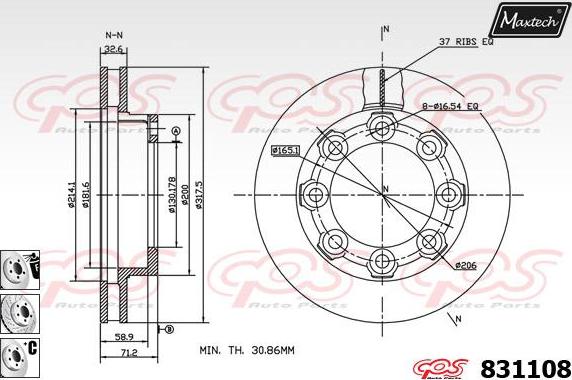 Maxtech 5273036 - Поворотний кулак, підвіска колеса autocars.com.ua