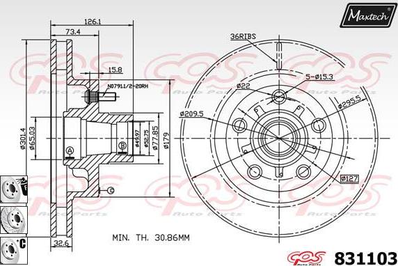 Maxtech 70200617 - Ремкомплект, гальмівний супорт autocars.com.ua