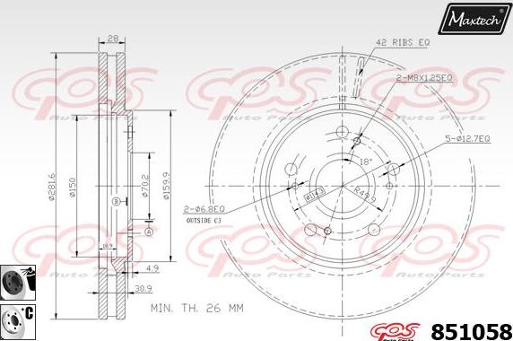 Maxtech 6254001 - Гальмівний супорт autocars.com.ua