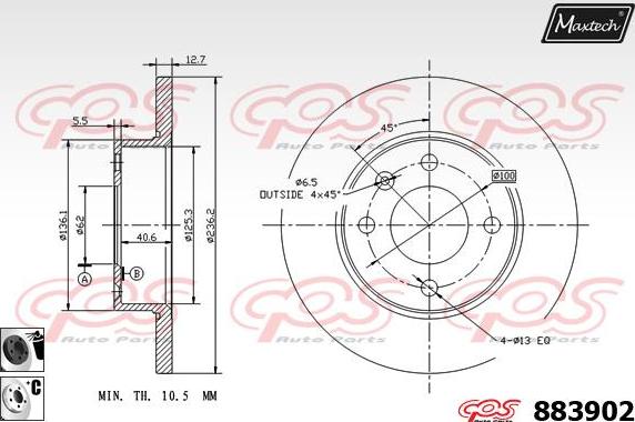 Maxtech 6261021 - Гальмівний супорт autocars.com.ua