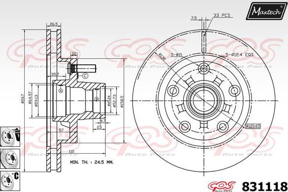 Maxtech 6266201 - Гальмівний супорт autocars.com.ua