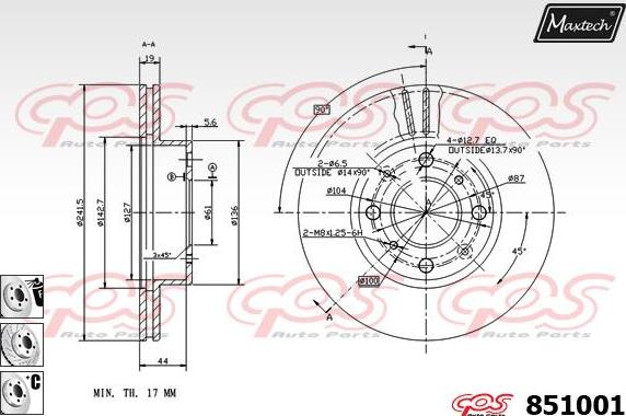 Maxtech 70200105 - Ремкомплект, гальмівний супорт autocars.com.ua