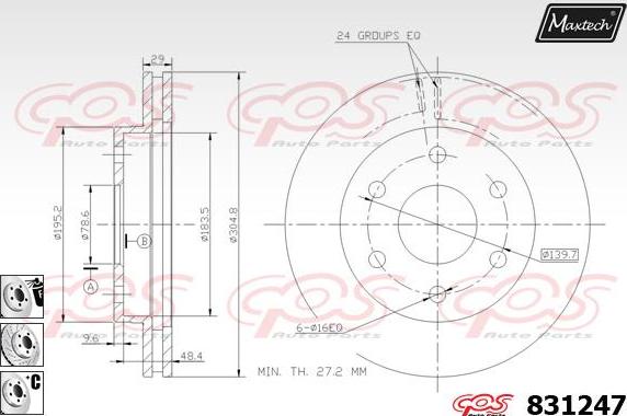 Maxtech 70180003 - Прокладка, поршень корпусу скоби тор autocars.com.ua