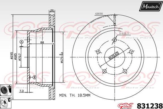 Maxtech 70180026 - Прокладка, поршень корпусу скоби тор autocars.com.ua