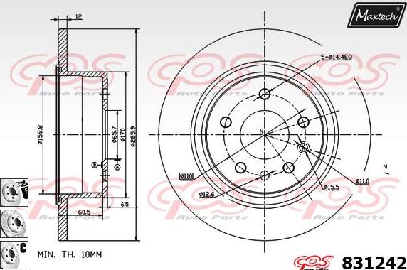 Maxtech 70180057 - Прокладка, поршень корпусу скоби тор autocars.com.ua