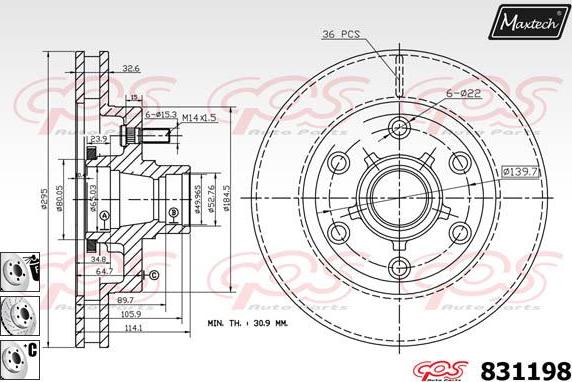 Maxtech 827014 - Гальмівний диск autocars.com.ua