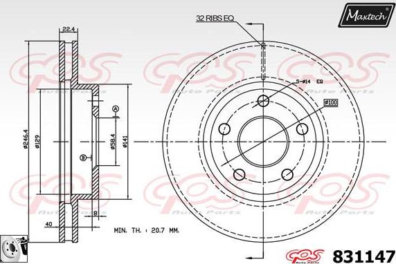 Maxtech 70180068 - Прокладка, поршень корпусу скоби тор autocars.com.ua