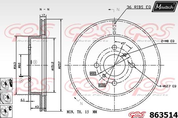 Maxtech 70180104 - Прокладка, поршень корпусу скоби тор autocars.com.ua