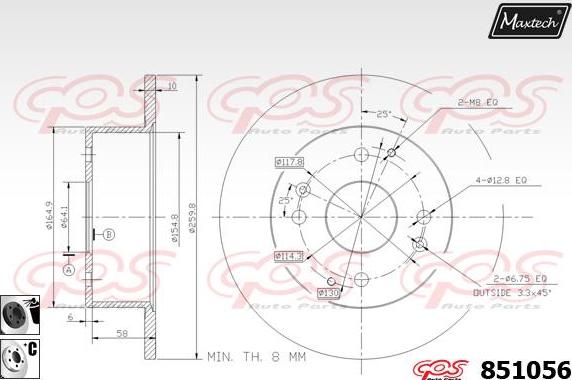 Maxtech 70180108 - Прокладка, поршень корпусу скоби тор autocars.com.ua