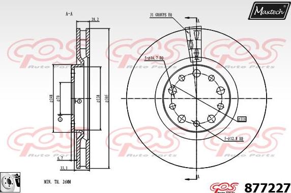 Maxtech 70180124 - Прокладка, поршень корпусу скоби тор autocars.com.ua