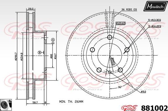 Maxtech 70180131 - Прокладка, поршень корпусу скоби тор autocars.com.ua