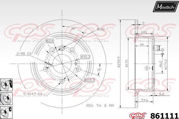 Maxtech 70180181 - Прокладка, поршень корпусу скоби тор autocars.com.ua