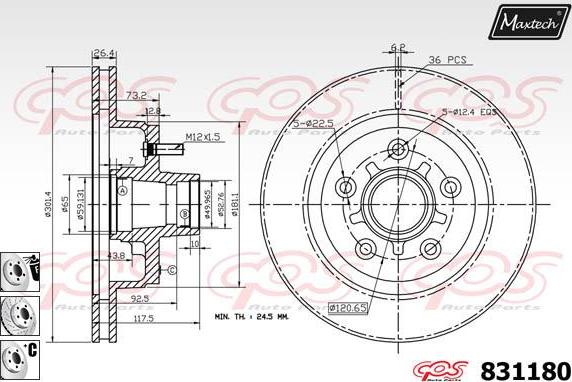 Maxtech 72957048 - Поршень, корпус скоби гальма autocars.com.ua