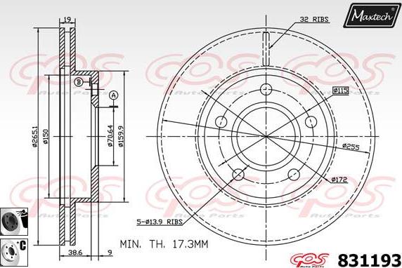 Maxtech 70180258 - Прокладка, поршень корпусу скоби тор autocars.com.ua