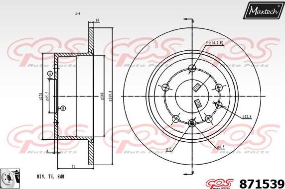 Maxtech 70180305 - Прокладка, поршень корпуса скобы тормоза autodnr.net