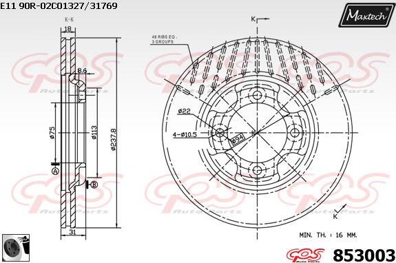 Maxtech 70180308 - Прокладка, поршень корпусу скоби тор autocars.com.ua