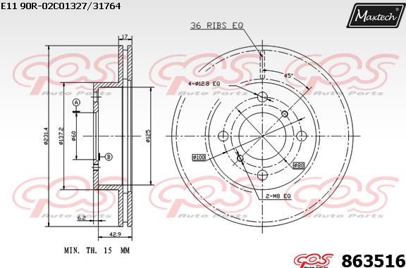 Maxtech 70180314 - Прокладка, поршень корпусу скоби тор autocars.com.ua